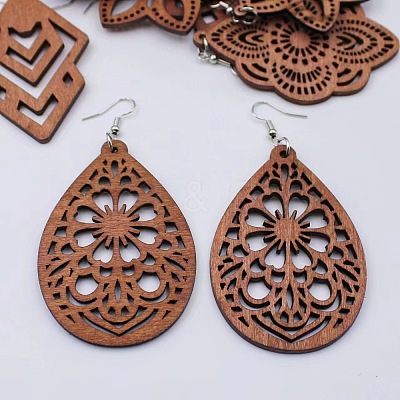 Alloy Wood Dangle Earrings FS-WG0BF85-05-1