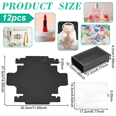 Foldable Creative Kraft Paper Drawer Boxes with Clear PVC Cover Sheet LS-CON-WH0113-09A-1