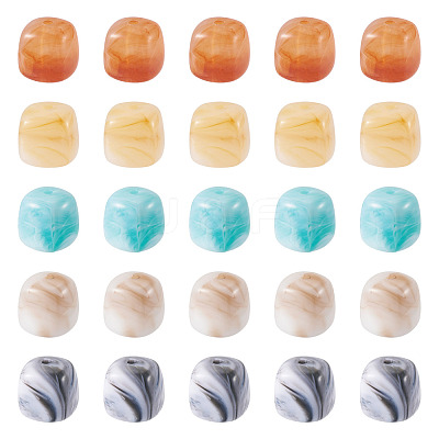 50Pcs 5 Colors Opaque Acrylic Beads OACR-TA0004-97-1