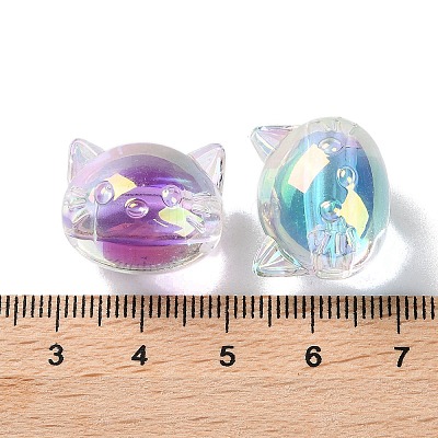 UV Plating Rainbow Iridescent Acrylic Beads OACR-H112-15A-1