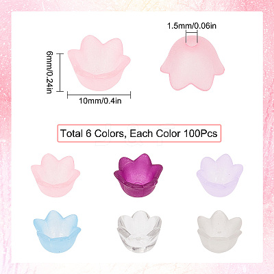 600Pcs 6 Colors Transparent Acrylic Beads & Bead Caps TACR-SC0001-16-1