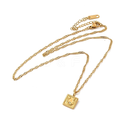 Clear Cubic Zirconia Square with Arch Pendant Necklace with Singapore Chains NJEW-P273-01G-1