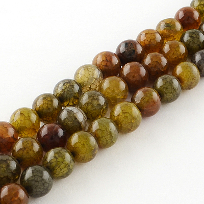 Dyed Natural Dragon Veins Agate Round Bead Strands G-R342-6mm-08-1
