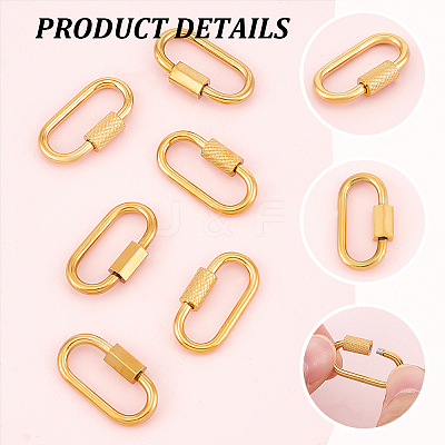 6Pcs 2 Colors 304 Stainless Steel Screw Carabiner Lock Charms FIND-UN0003-51A-1