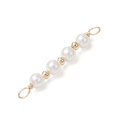 Round Shell Pearl Beaded Connector Charms PALLOY-JF03704-1