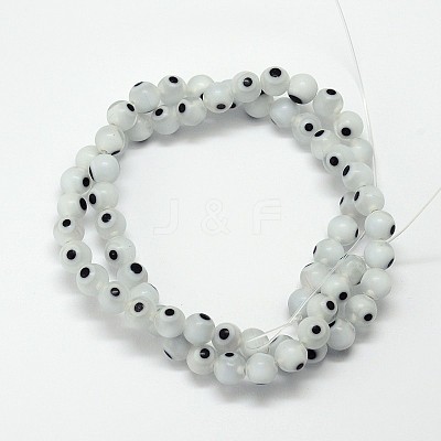 Handmade Evil Eye Lampwork Round Bead Strands LAMP-L055-4mm-13-1