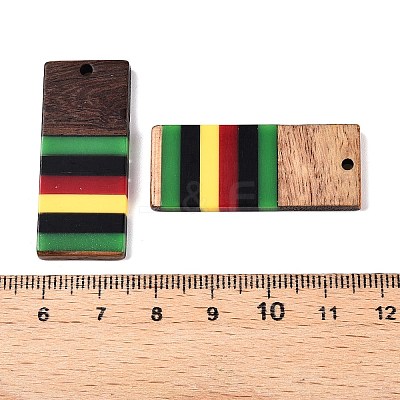 Jamaican Colour Epoxy Resin & Walnut Wood Pendants RESI-N039-122K-1