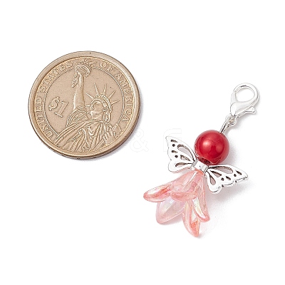 Angel Acrylic & Glass Pearl Pendant Decorations X2-HJEW-JM02364-02-1