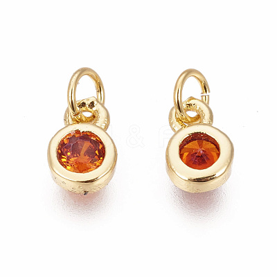Brass with Single Cubic Zirconia Charms ZIRC-F095-03G-07-1