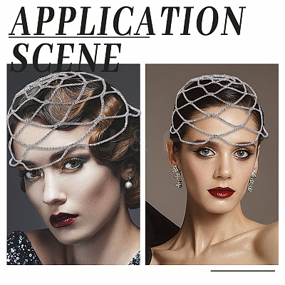 1Pc Rhinestone Mesh Headpiece Cap AJEW-HY0002-55S-1