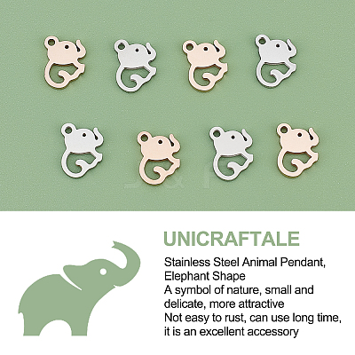 8Pcs 2 Colors 304 Stainless Steel Charms STAS-UN0028-65-1