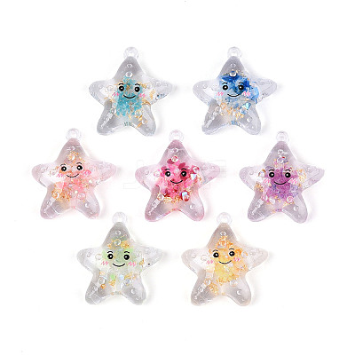 Transparent Acrylic and Gold Foil Pendants TACR-T028-67-1