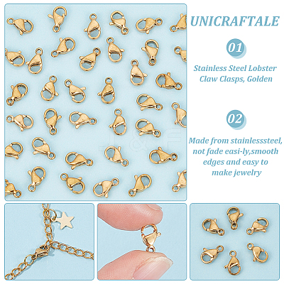 PVD Vacuum Plating 304 Stainless Steel Lobster Claw Clasps STAS-UN0018-95B-G-1