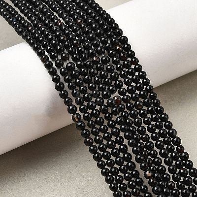Natural Black Onyx Round Bead Strands G-A130-3mm-K04-1