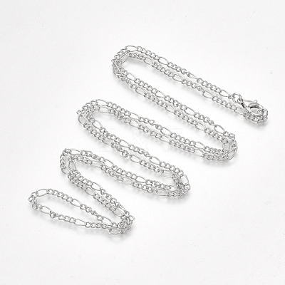 Brass Coated Iron Figaro Chain Necklace Making MAK-T006-03P-1