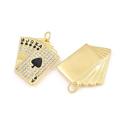 Brass Micro Pave Clear Cubic Zirconia & Black Enamel Pendants CU-CBA5CB0-18G-1