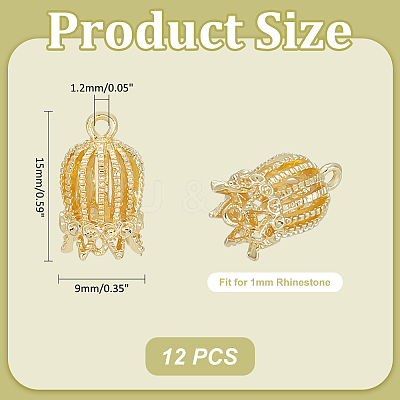 12Pcs Brass Connector Rhinestone Settings KK-PH0010-47-1