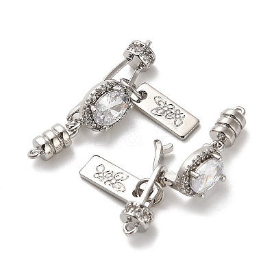 Brass Micro Pave Clear Cubic Zirconia Fold Over Clasps KK-B110-04P-1
