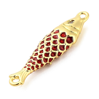Brass Enamel Fish Connector Charms KK-H527-11G-06-1