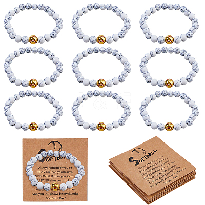 1Set Natural Howlite Beads Stretch Bracelets for Men Women BJEW-DC0001-19-1