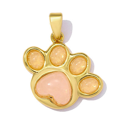 Brass with Pearl Pink Resin Pendants RE-OY001-08G-1