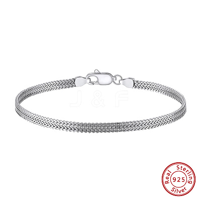 925 Sterling Silver Wheat Chain Bracelets for Women BJEW-A037-09P-1