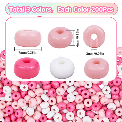 600Pcs 3 Colors Opaque Acrylic Beads MACR-SP0001-23A-1