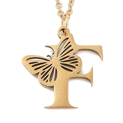 PVD Vacuum Plating 201 Stainless Steel Necklaces NJEW-R267-01F-G-1