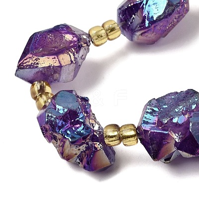 Electroplated Raw Rough Natural Amethyst Beads Strands G-Z131-J02-13-1