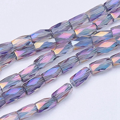 Electroplate Transparent Glass Beads Strands EGLA-E046-D01-1