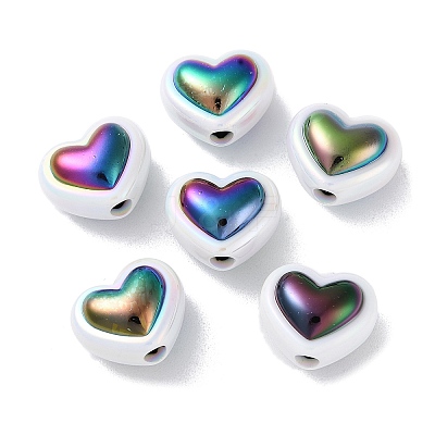 UV Plating Rainbow Iridescent Acrylic Beads X-OACR-H112-19C-1