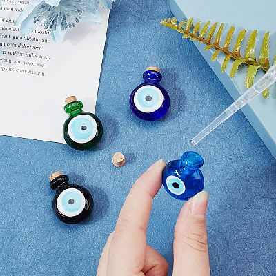 4Pcs 4 Colors Handmade Lampwork Perfume Bottle Pendants LAMP-FH0001-02-1