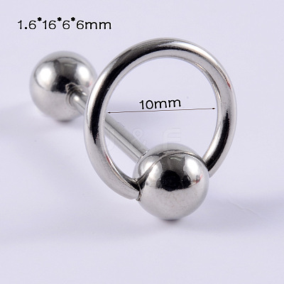 Circle Ring 304 Stainless Steel Straight Barbell 15 Gauge Piercing Tongue Rings for Women Men WG8A634-02-1