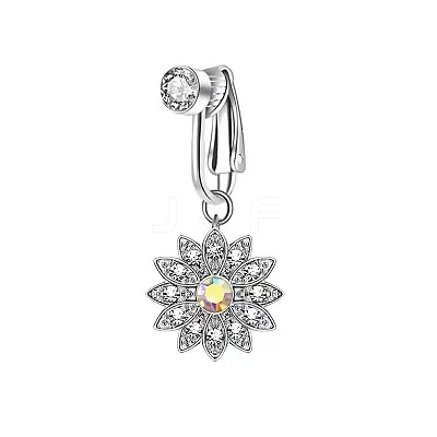Brass Pave Clear Cubic Zirconia Clip on Belly Rings FS-WG683DA-09-1