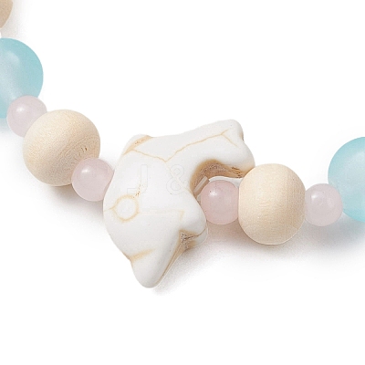 3 Pcs Synthetic Turquoise & Wood & Glass Beaded Stretch Bracelets for Boys Girls BJEW-JB11129-1