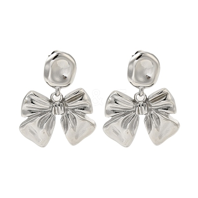304 Stainless Steel Bowknot Stud Earrings for Women EJEW-U020-02P-1