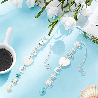 4Pcs Synthetic Turquoise Starfish Turtle Beads Hanging Suncatchers HJEW-CN0001-39-1