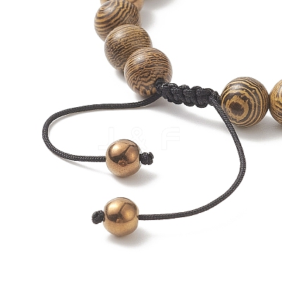 4Pcs 4 Color Natural Wood & Alloy Skull & Synthetic Hematite Braided Bead Bracelets Set BJEW-JB09214-1