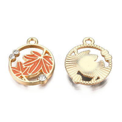 Autumn Theme Alloy Enamel Pendants X-ENAM-N048-010A-1