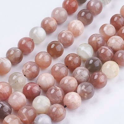 Natural Multi-Moonstone Beads Strands X-G-J157-10mm-06-1