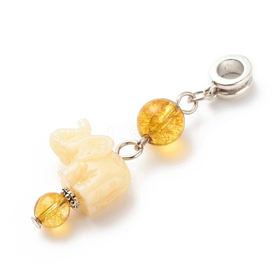 Opaque Resin and Natural Mixed Stone European Dangle Charms PALLOY-JF01764-1