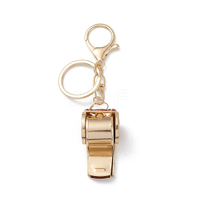 Shining Zinc Alloy Rhinestone Whistle Pendant Keychain LS-KEYC-O014-01G-02-1