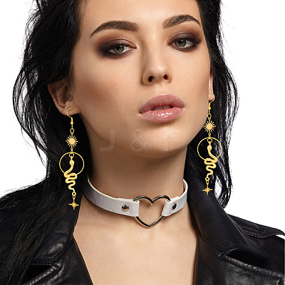 2 Pairs 2 Style Sun & Moon Planet Alloy Dangle Earrings EJEW-AN0002-42-1