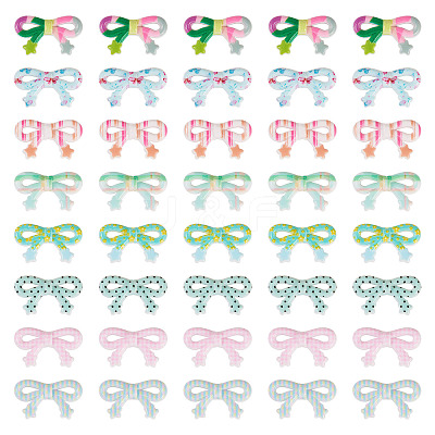40Pcs 8 Colors Printed Opaque Acrylic Beads MACR-TA0002-65-1