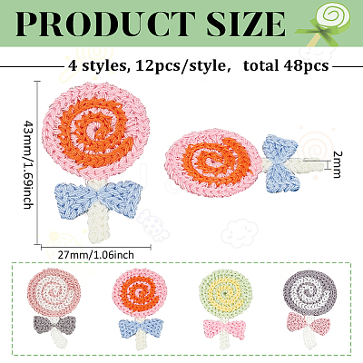 48Pcs 4 Colors Polyester Embroidery Sew on Appliques PATC-FG0002-01-1