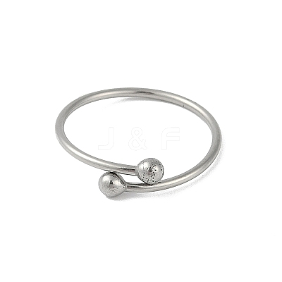 Non-Tarnish 304 Stainless Steel Round Ball Open Cuff Finger Rings for Women RJEW-C105-01P-1