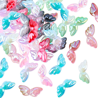 20Pcs UV Plating Opaque Acrylic Beads OACR-PA0001-90-1