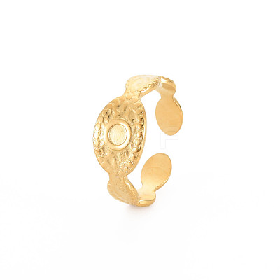 Ion Plating(IP) 304 Stainless Steel Open Cuff Finger Ring Cabochon Settings STAS-S119-161G-1