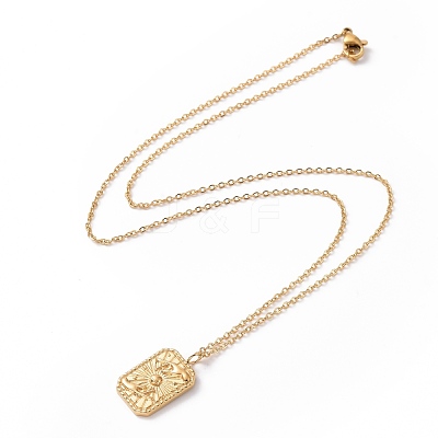 Ion Plating(IP) 304 Stainless Steel Rectangle with Hand Pendant Necklace for Women NJEW-E014-02G-1