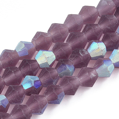 Imitate Austrian Crystal Bicone Frosted Glass Beads Strands GLAA-F029-TM2mm-A04-1